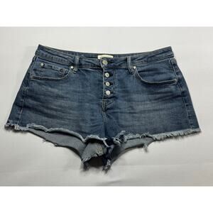 Shyanne Women's Button Fly Blue Denim Cut-Off Shorts - Size 31 (32x2.5)